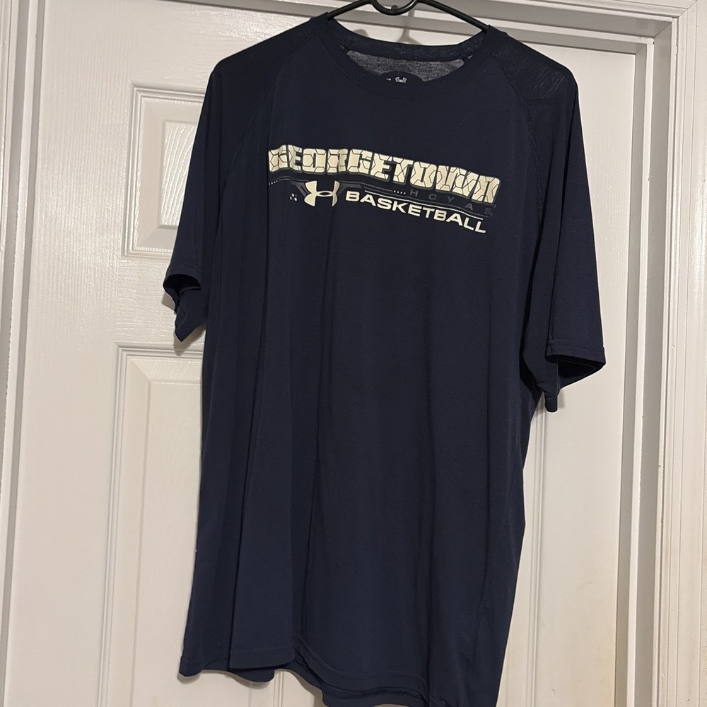 Under Armour HeatGear T-Shirt Basketball Men's Size Large, Navy Blue Georgetown